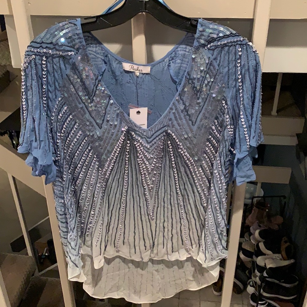Blue beaded top
